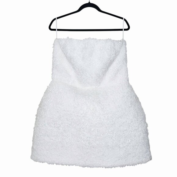 Nadine Merabi Maisy White 3D Floral Applique Corset Strapless Mini Dress XL - Picture 4 of 14